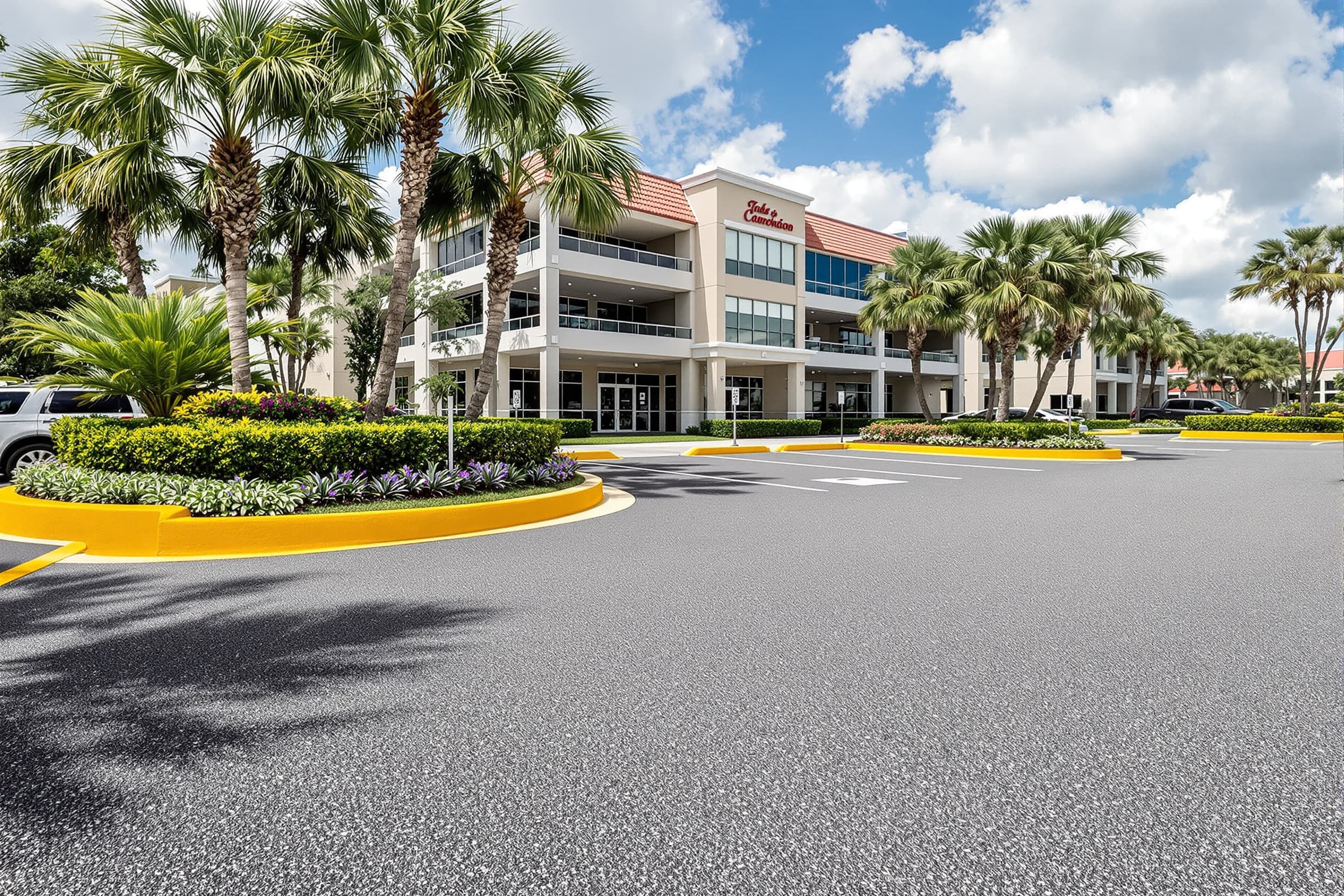 Commercial property with resin-bound surface