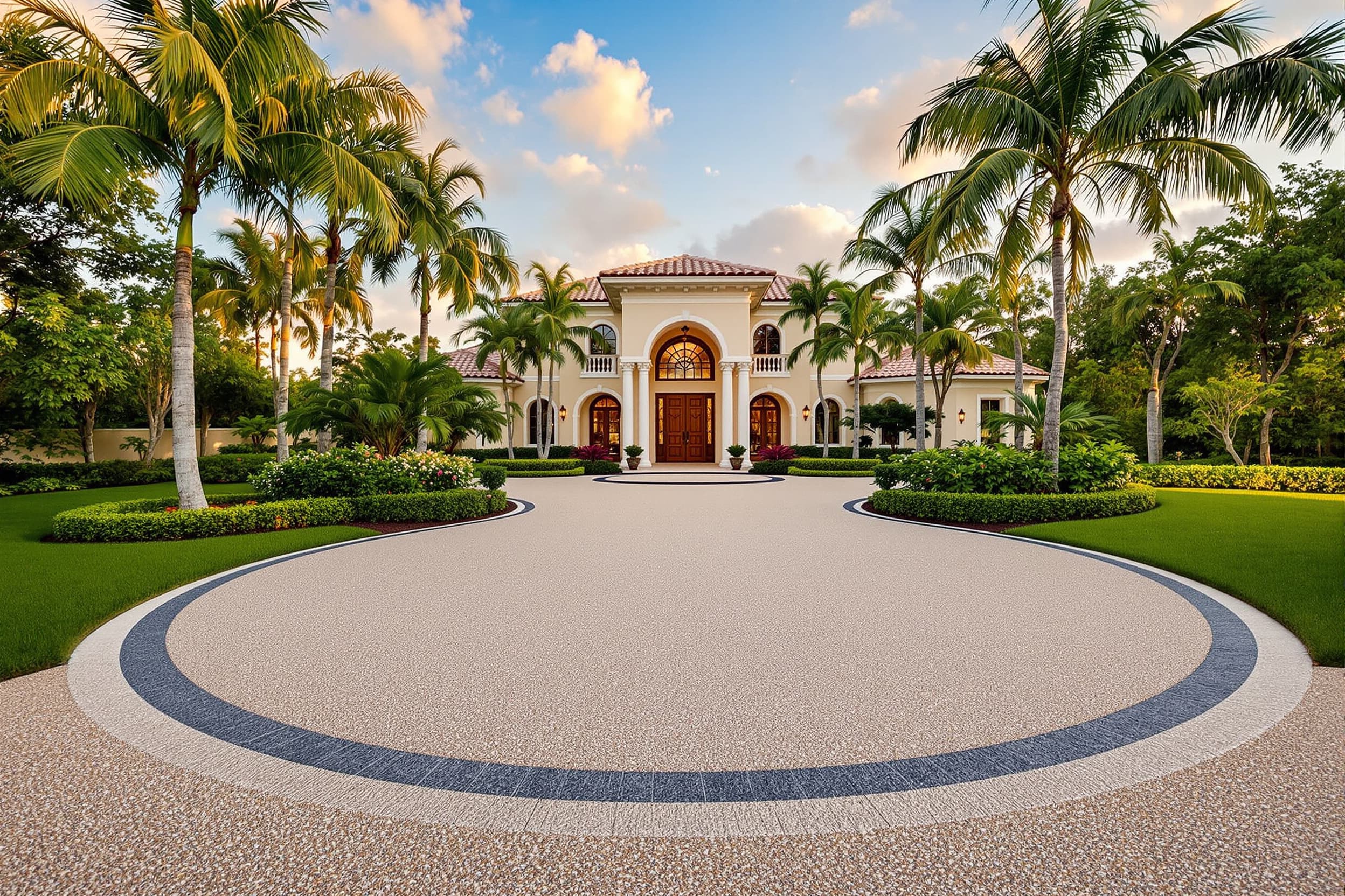 Elegant driveway with resin-bound surface