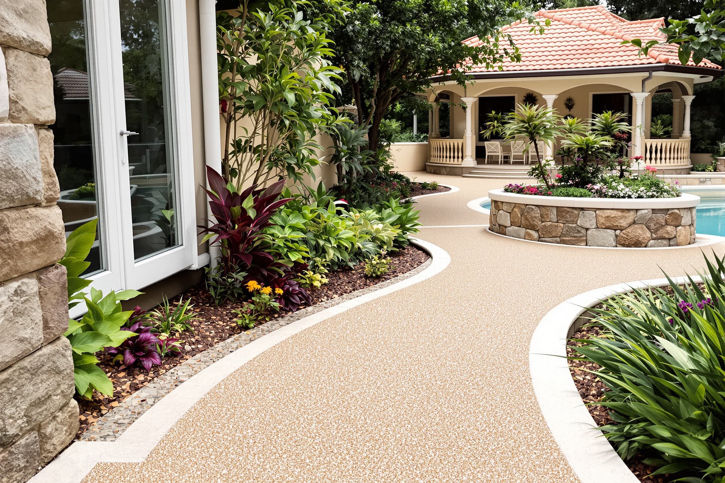 Elegant walkway with resin-bound surface